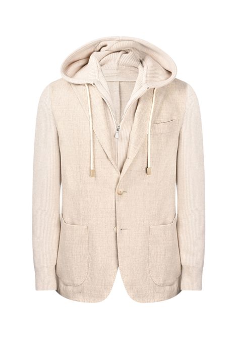 Giacca Gran Sasso uomo 2313351320 beige lana cappuccio estraibile Gran sasso | Giacche | 2313351320010